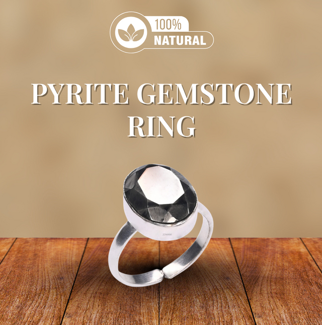 Energized Natural Pyrite Gemstone Ring In Silver With 925 Hallmark