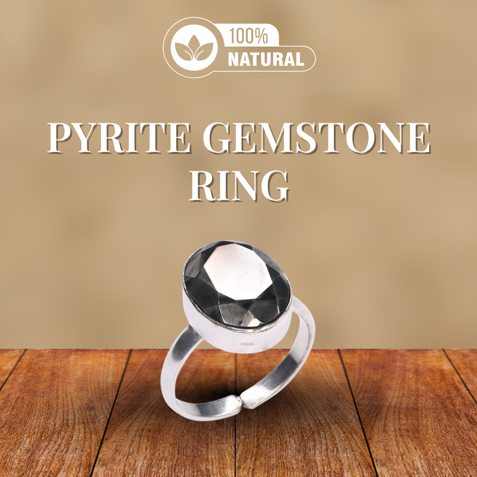 Energized Natural Pyrite Gemstone Ring In Silver With 925 Hallmark