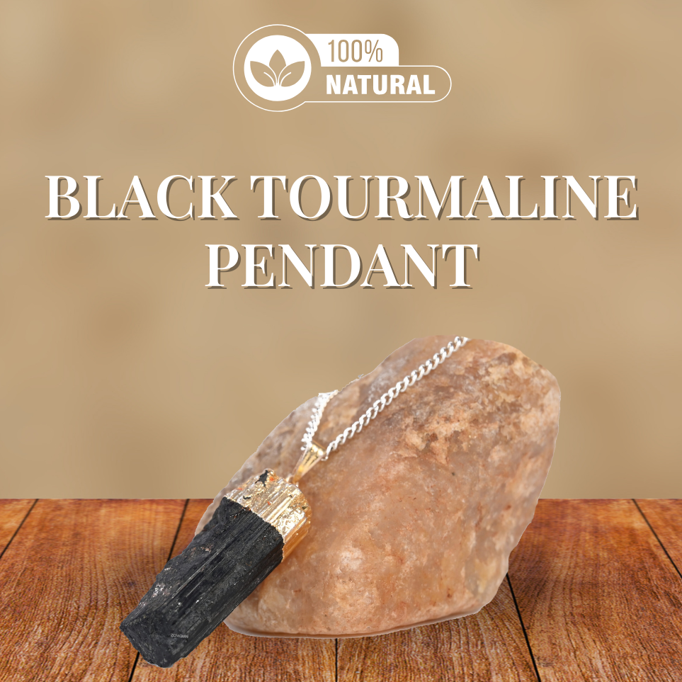 Natural Black Tourmaline Raw Pendant