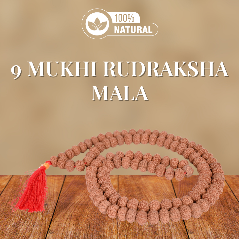 Export Quality Natural 9 Mukhi Indonesian Rudraksha Mala 108 +1 = 109 Beads